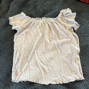 light blue off the shoulder garage crop top